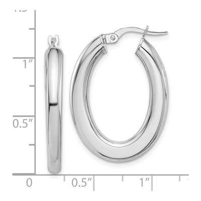 14K White Gold Oval Tube Hoop Earrings – view 4