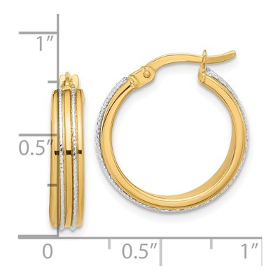 14K Two-Tone Gold 21mm Diamond-Cut Hoop Earrings – view 4