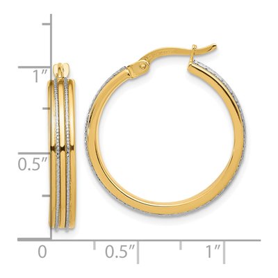 14K Two-Tone Gold 25mm Diamond-Cut Hoop Earrings – view 4
