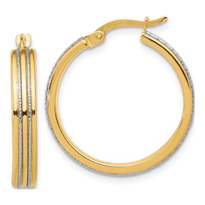 14K Two-Tone Gold 25mm Diamond-Cut Hoop Earrings