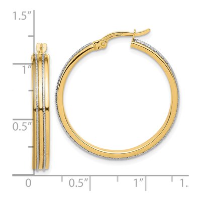 14K Two-Tone Gold 30mm Diamond-Cut Hoop Earrings – view 4
