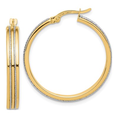 14K Two-Tone Gold 30mm Diamond-Cut Hoop Earrings