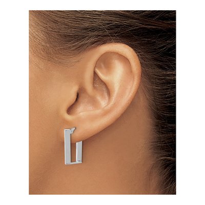 14K White Gold 21mm U-Shape Hoop Earrings – view 3