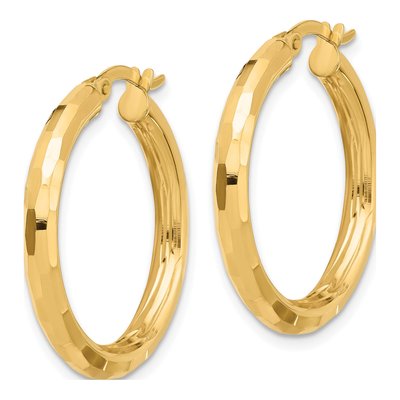 14K Yellow Gold 28mm Diamond-Cut Hoop Earrings – view 2