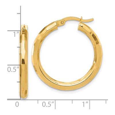 14K Yellow Gold 28mm Diamond-Cut Hoop Earrings – view 4