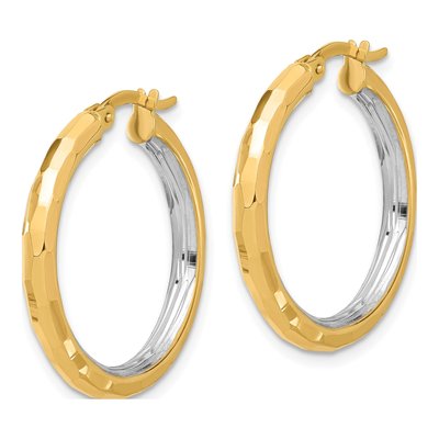 14K Yellow Gold 28mm Diamond-Cut Hoop Earrings – view 2