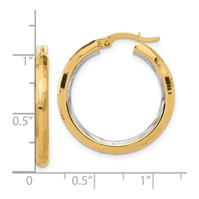 14K Yellow Gold 28mm Diamond-Cut Hoop Earrings – view 4