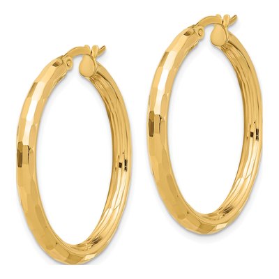14K Yellow Gold 34mm Diamond-Cut Hoop Earrings – view 2