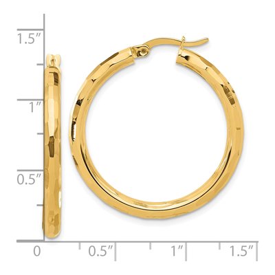 14K Yellow Gold 34mm Diamond-Cut Hoop Earrings – view 4