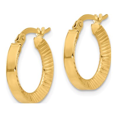 14K Yellow Gold Diamond-Cut Tube Hoop Earrings – view 2