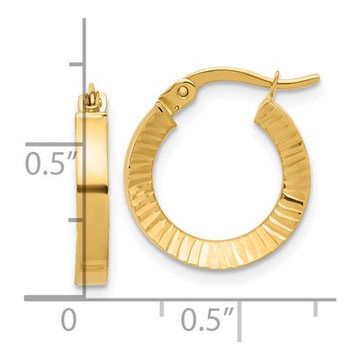 14K Yellow Gold Diamond-Cut Tube Hoop Earrings – view 4