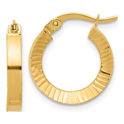 14K Yellow Gold Diamond-Cut Tube Hoop Earrings