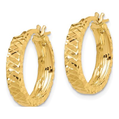 14K Yellow Gold 21mm Diamond-Cut Hoop Earrings – view 2