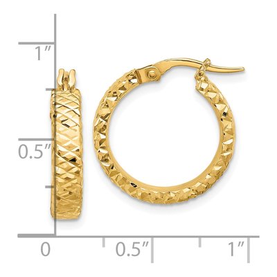 14K Yellow Gold 21mm Diamond-Cut Hoop Earrings – view 4
