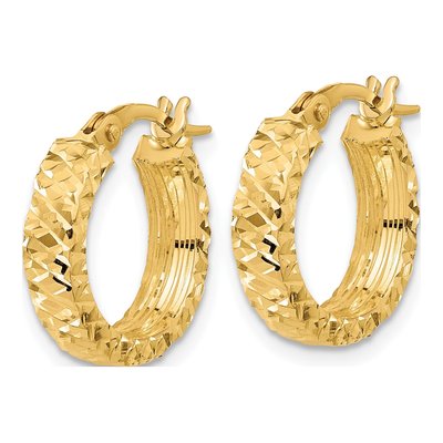 14K Yellow Gold Diamond-Cut Hoop Earrings, 17mm – view 2