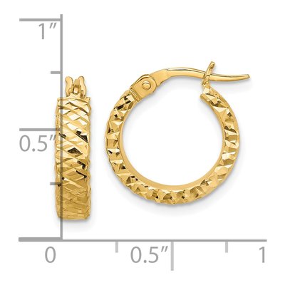 14K Yellow Gold Diamond-Cut Hoop Earrings, 17mm – view 4