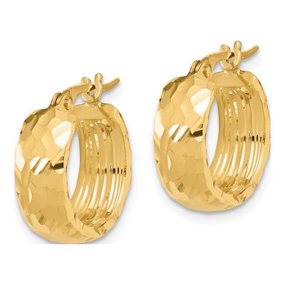14K Yellow Gold 17mm Diamond-Cut Hoop Earrings – view 2