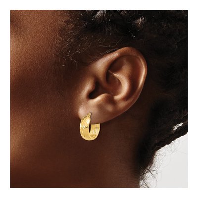 14K Yellow Gold 17mm Diamond-Cut Hoop Earrings – view 3