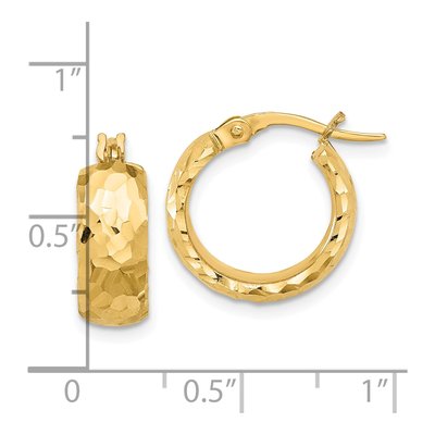 14K Yellow Gold 17mm Diamond-Cut Hoop Earrings – view 4