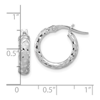 14K White Gold 18mm Diamond-Cut Hoop Earrings – view 4