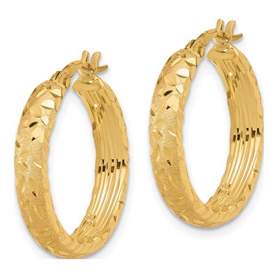14K Yellow Gold 23mm Diamond-Cut Hoop Earrings – view 2