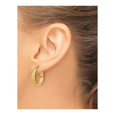 14K Yellow Gold 23mm Diamond-Cut Hoop Earrings – view 3