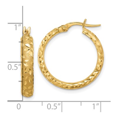 14K Yellow Gold 23mm Diamond-Cut Hoop Earrings – view 4
