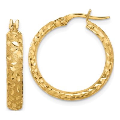 14K Yellow Gold 23mm Diamond-Cut Hoop Earrings