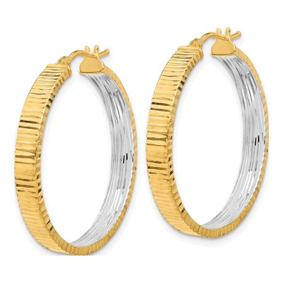 14K Yellow Gold 29mm Diamond-Cut Circle Hoop Earrings – view 2