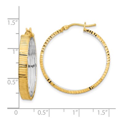 14K Yellow Gold 29mm Diamond-Cut Circle Hoop Earrings – view 4