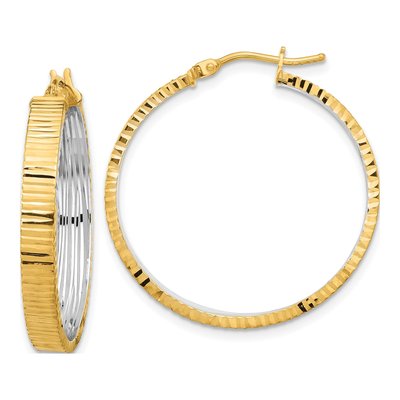 14K Yellow Gold 29mm Diamond-Cut Circle Hoop Earrings