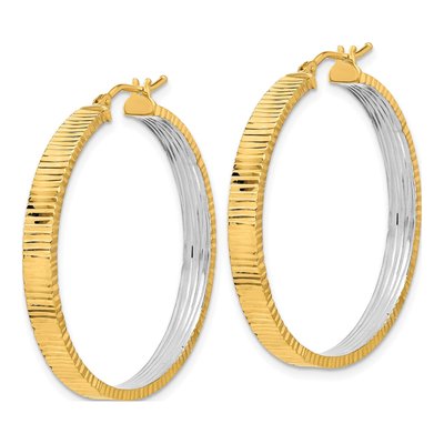 14K Yellow Gold 34mm Diamond-Cut Hoop Earrings – view 2