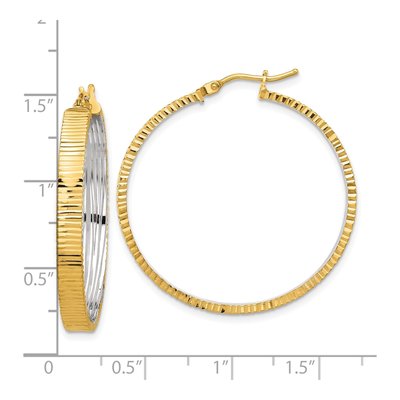 14K Yellow Gold 34mm Diamond-Cut Hoop Earrings – view 4