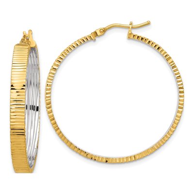 14K Yellow Gold 34mm Diamond-Cut Hoop Earrings