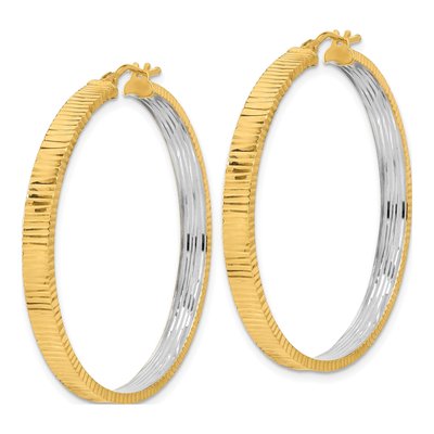 14K Yellow Gold 39mm Diamond-Cut Hoop Earrings – view 2