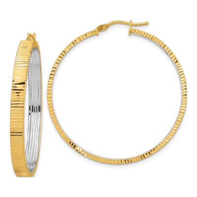 14K Yellow Gold 39mm Diamond-Cut Hoop Earrings