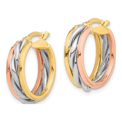 14K Tri-Color Gold Hoop Earrings – view 2
