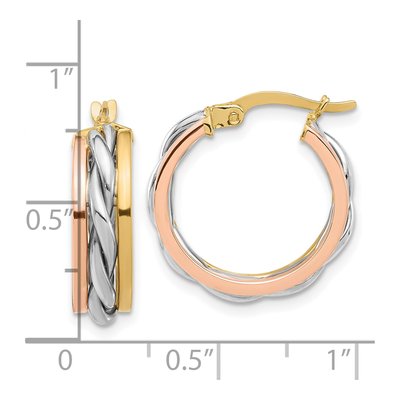 14K Tri-Color Gold Hoop Earrings – view 4