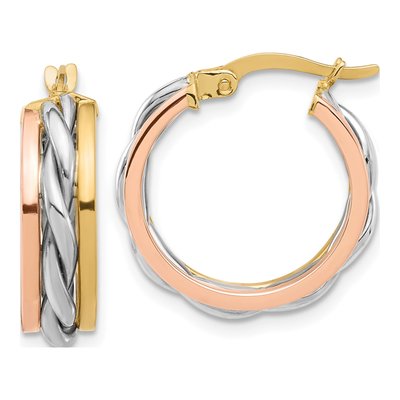 14K Tri-Color Gold Hoop Earrings