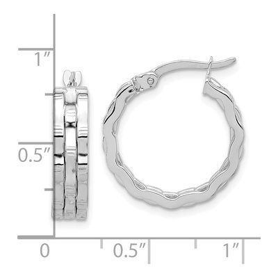 14K White Gold Textured Hoop Earrings – view 4