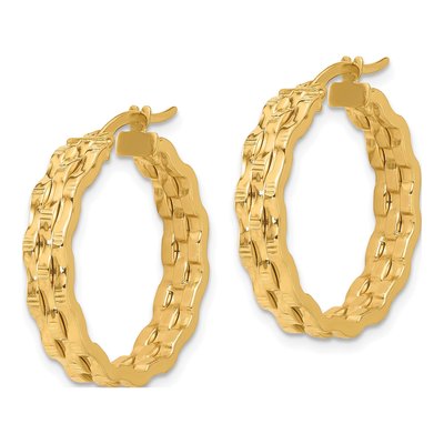 14K Yellow Gold Textured Hoop Earrings – view 2