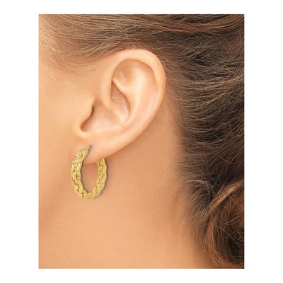 14K Yellow Gold Textured Hoop Earrings – view 3