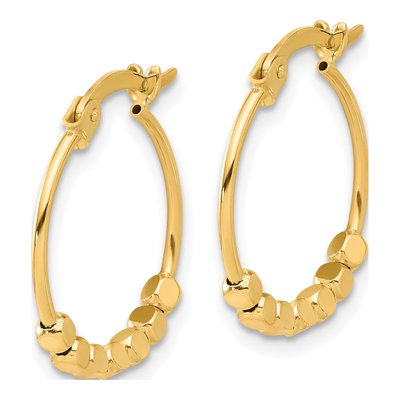 14K Yellow Gold 19mm Beaded Hoop Earrings – view 2