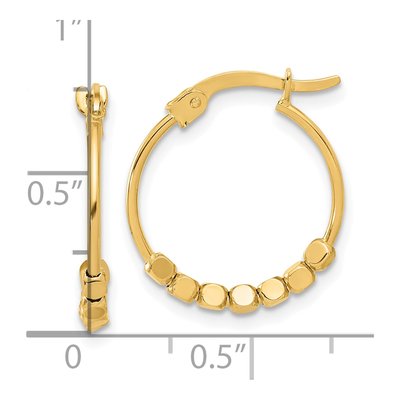 14K Yellow Gold 19mm Beaded Hoop Earrings – view 4