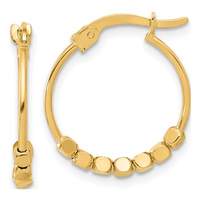 14K Yellow Gold 19mm Beaded Hoop Earrings