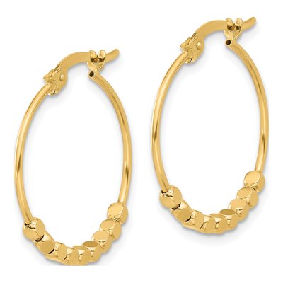 14K Yellow Gold 24mm Beaded Hoop Earrings – view 2