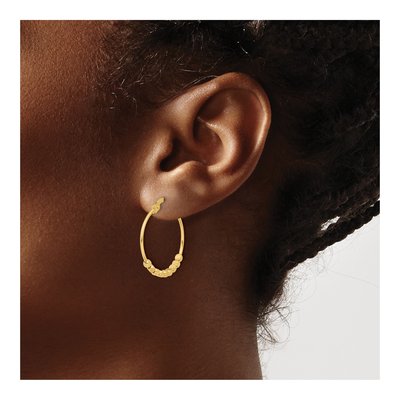 14K Yellow Gold 24mm Beaded Hoop Earrings – view 3
