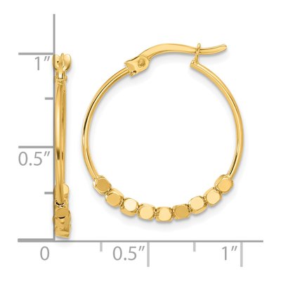 14K Yellow Gold 24mm Beaded Hoop Earrings – view 4