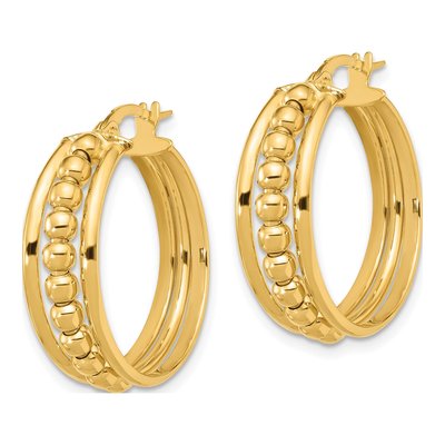 14K Yellow Gold 26mm Beaded Hoop Earrings – view 2