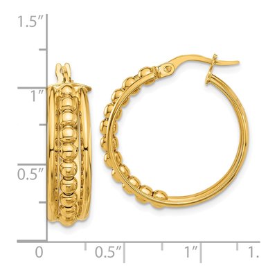 14K Yellow Gold 26mm Beaded Hoop Earrings – view 4